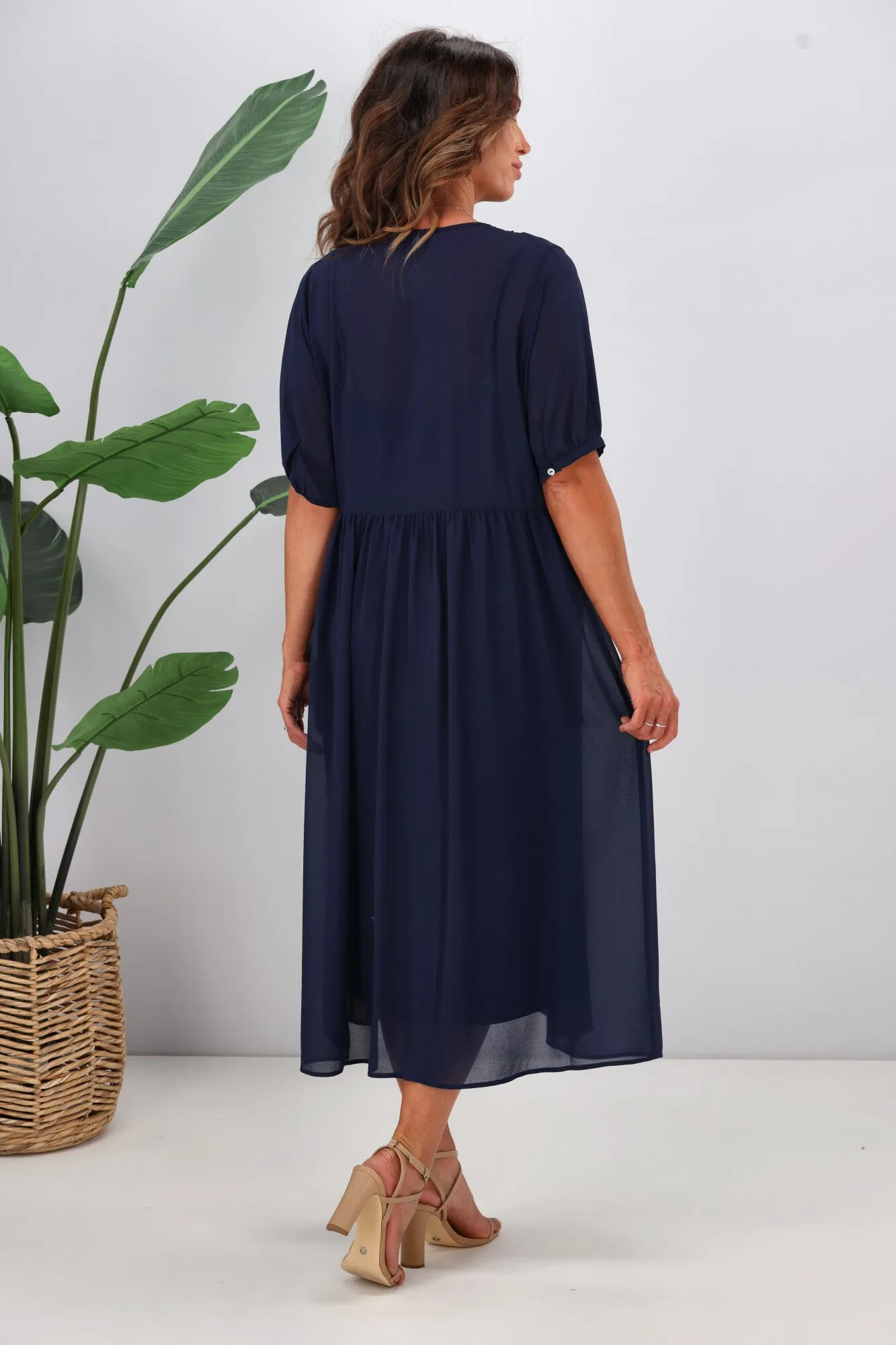 Jane James Jasmine Smocking Front Dress Midnight