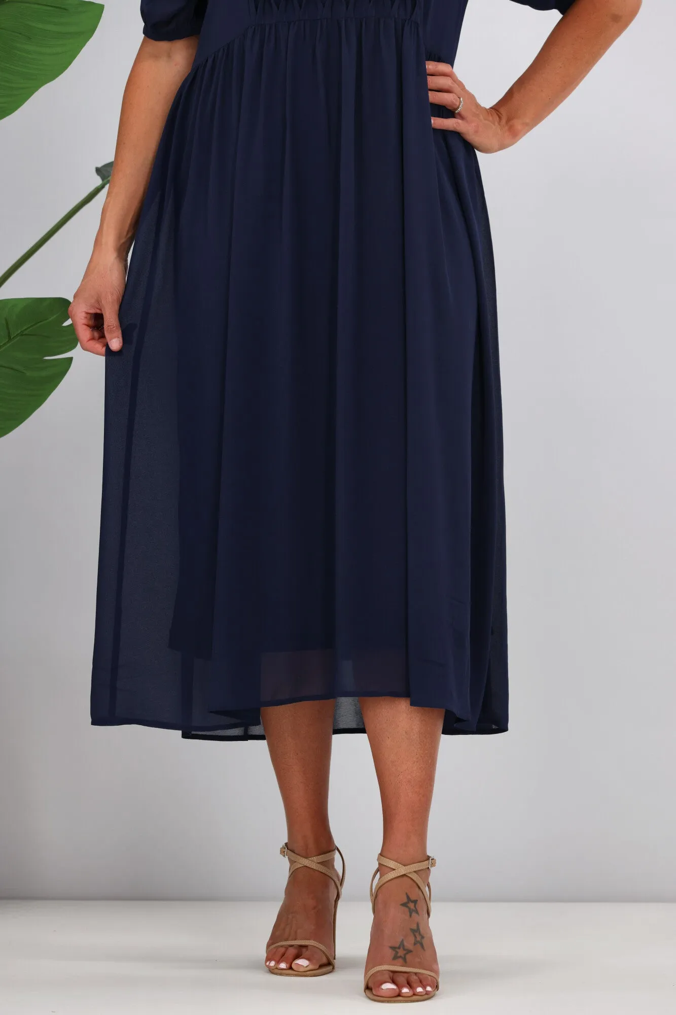Jane James Jasmine Smocking Front Dress Midnight