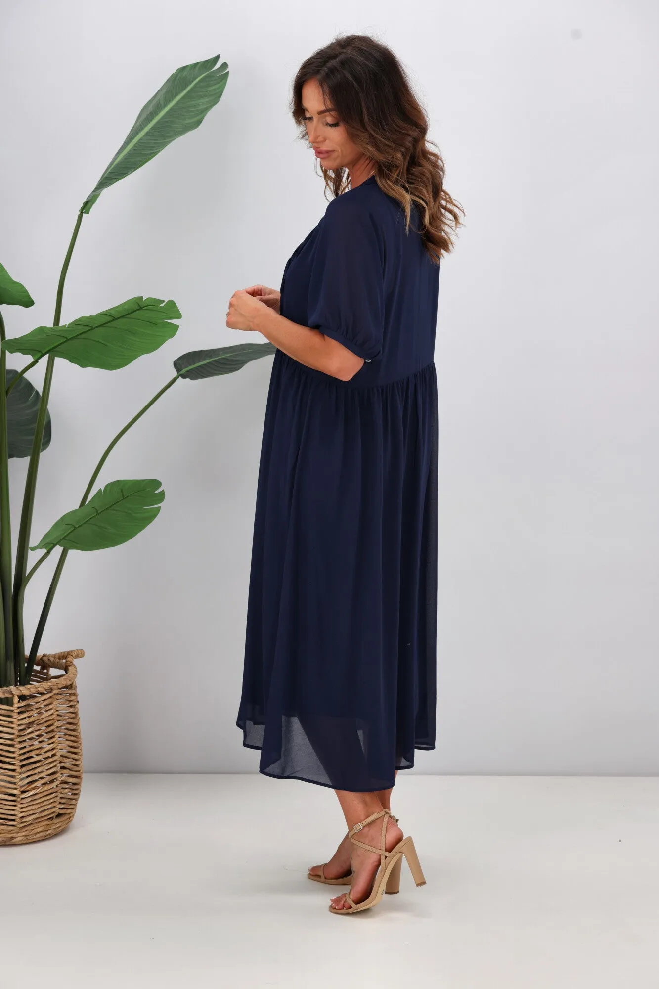 Jane James Jasmine Smocking Front Dress Midnight