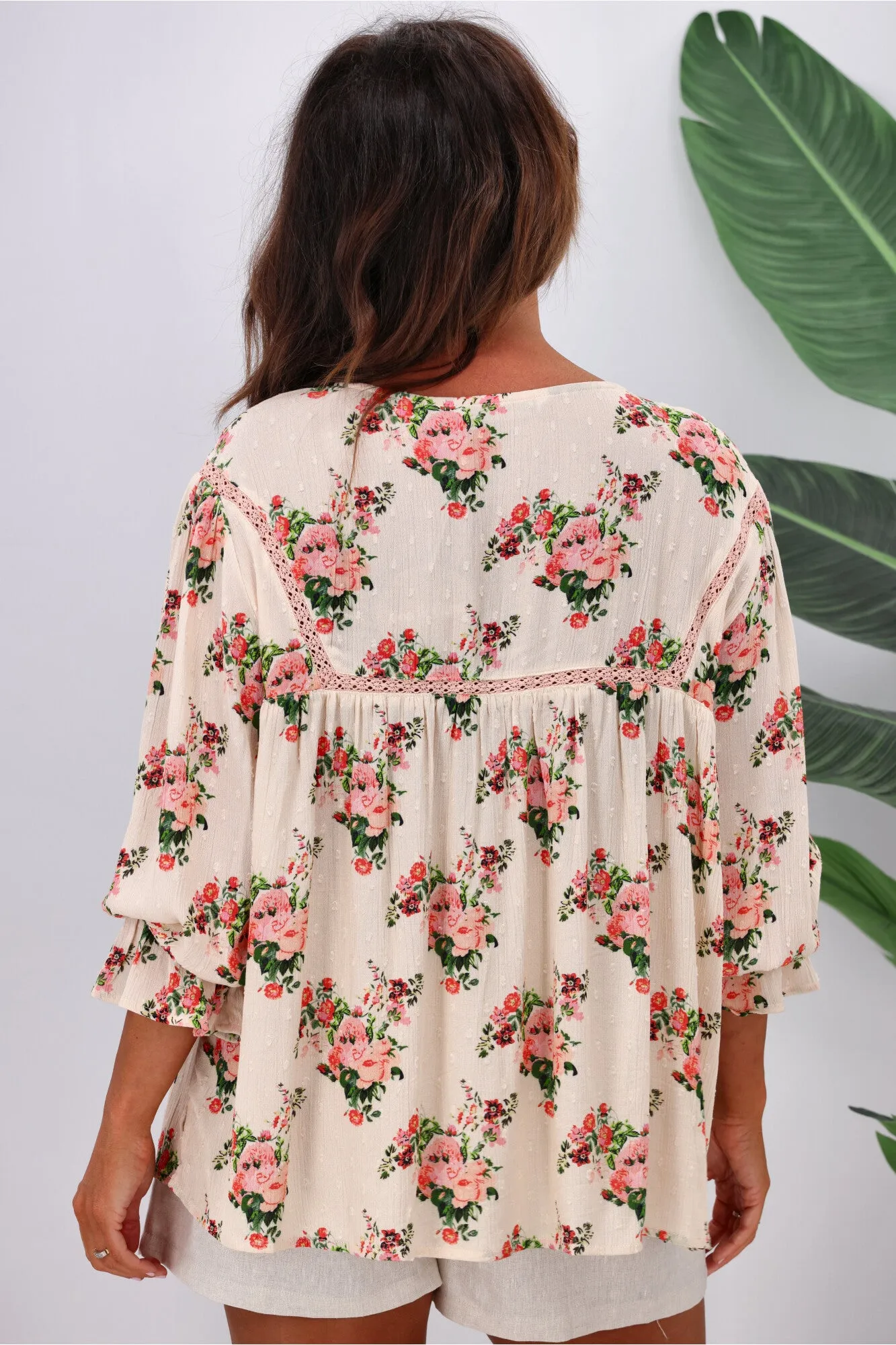 Joop & Gypsy Marseille Ditsy Garden Party Top Latte