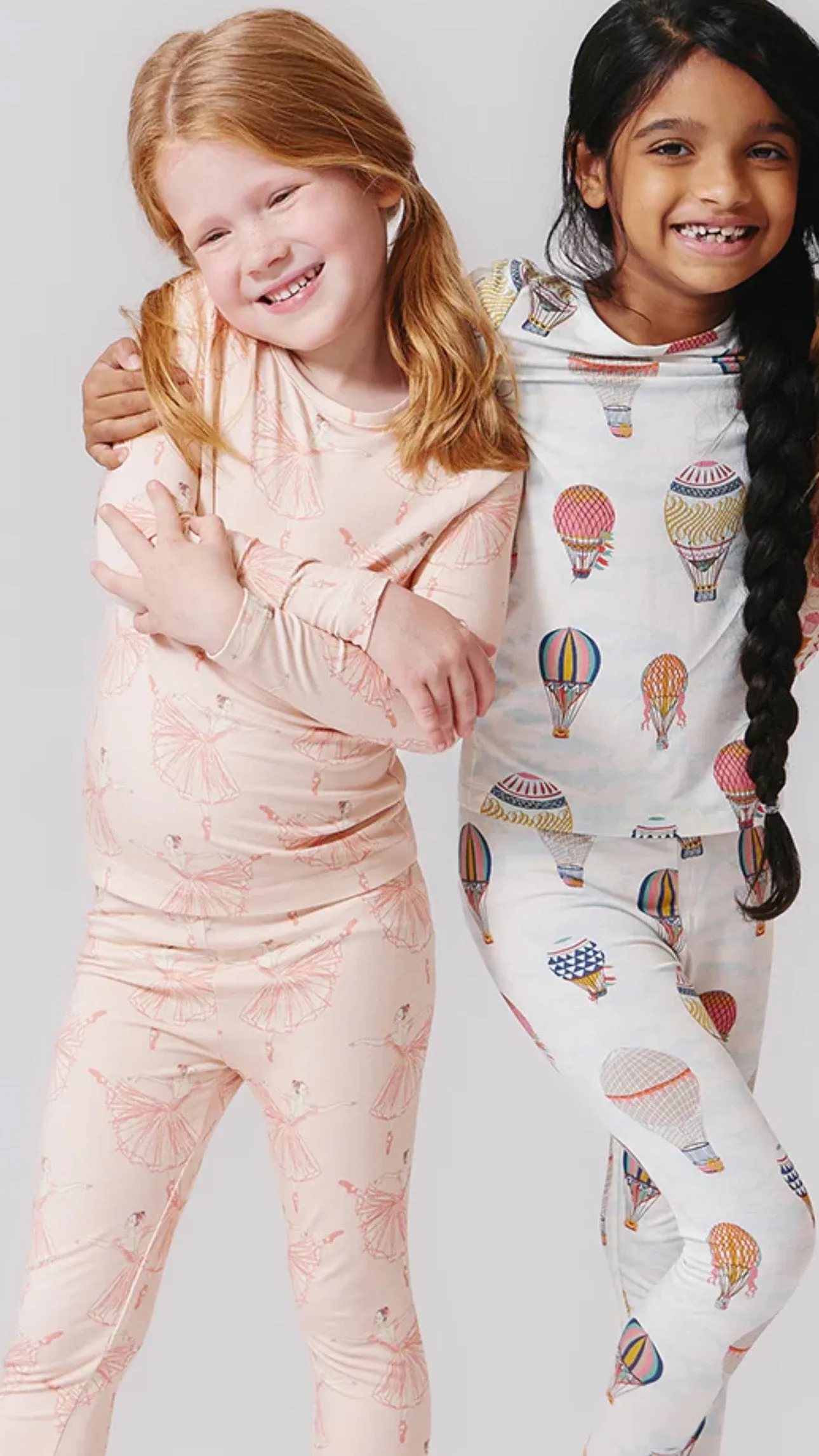 Kids Bamboo PJ Set Pink Ballerinas