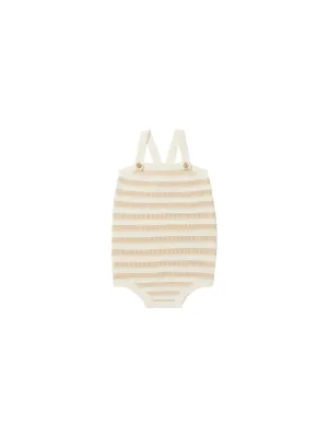 knit baby romper || sand stripe