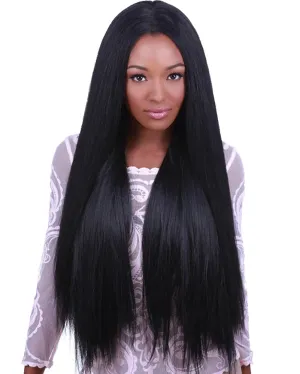 Lace Front Yaki Premium Long Black Wig