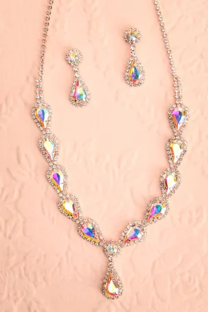 Laurier Rose | Crystal Earrings & Necklace Set