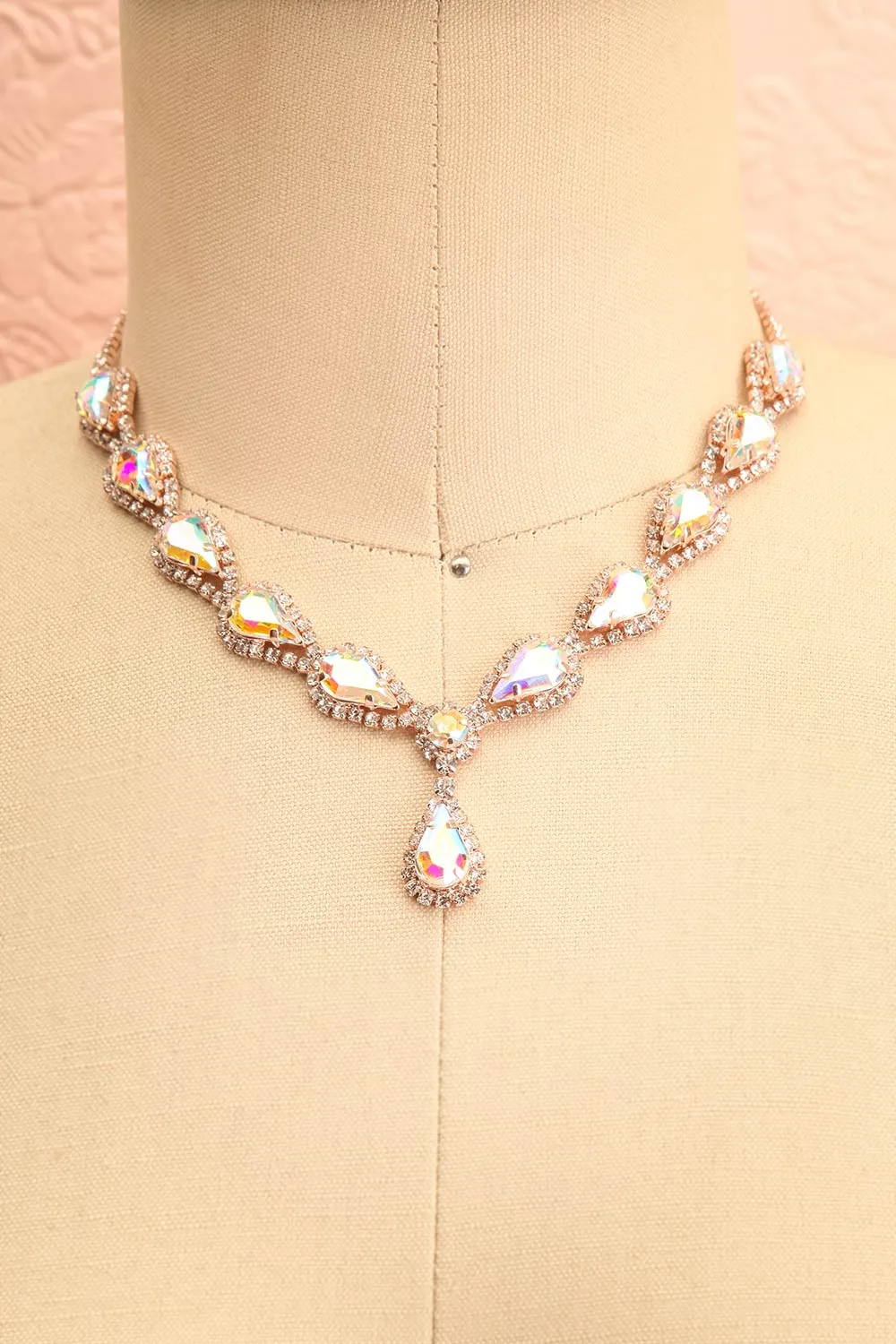 Laurier Rose | Crystal Earrings & Necklace Set