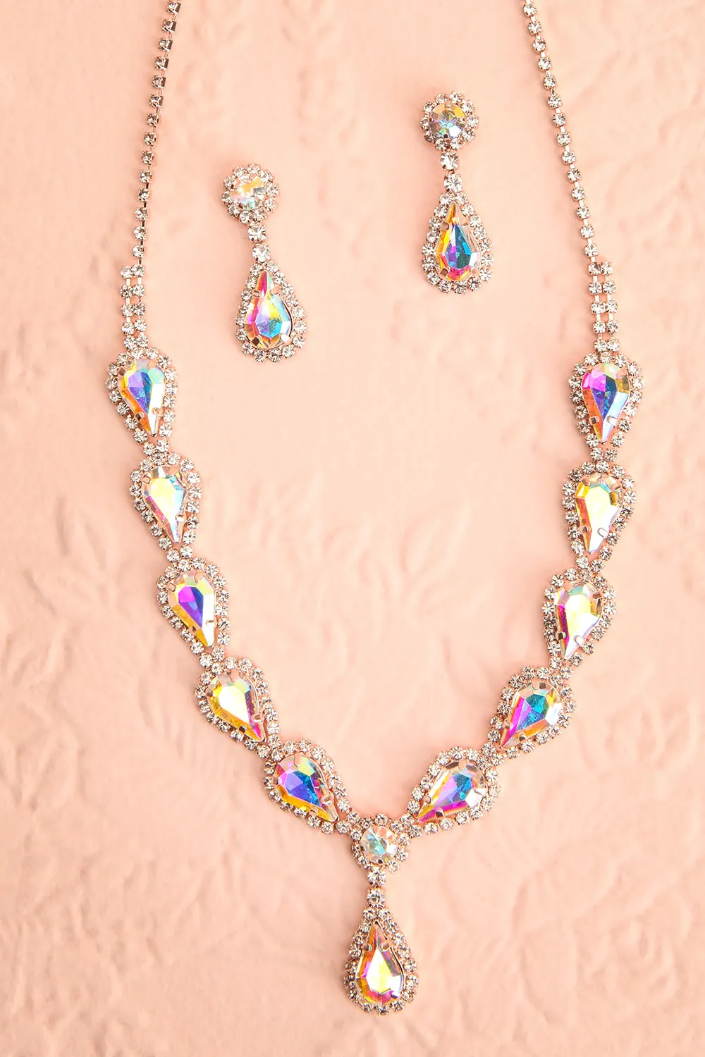 Laurier Rose | Crystal Earrings & Necklace Set