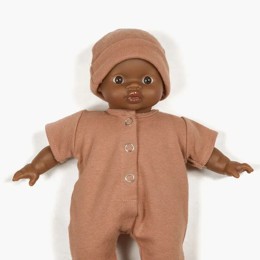 Lili Set with Cap in "Terracotta" for Minikane Soft-bodied Babies