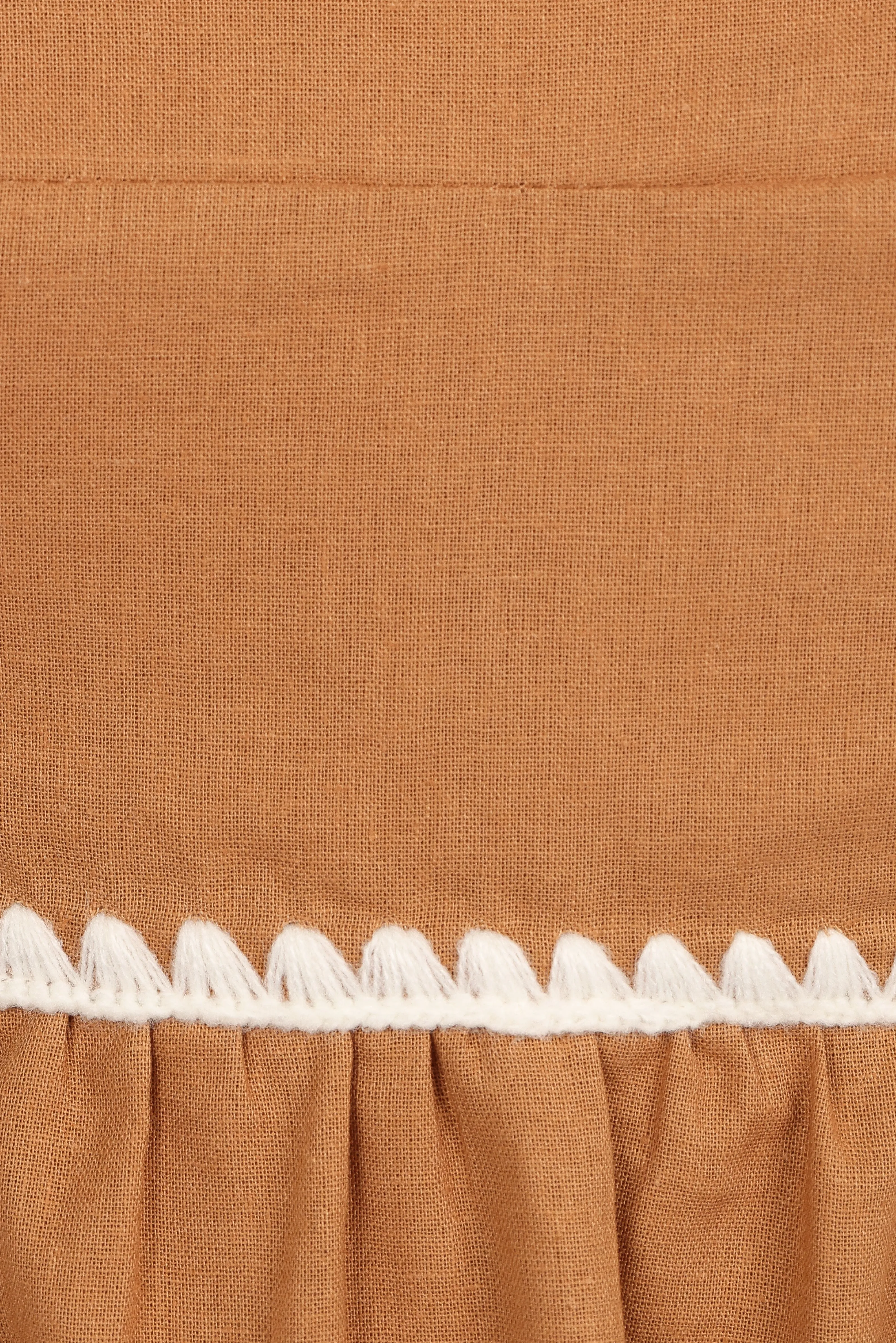 Lino Contrast Trim Midi Dress - Tan White