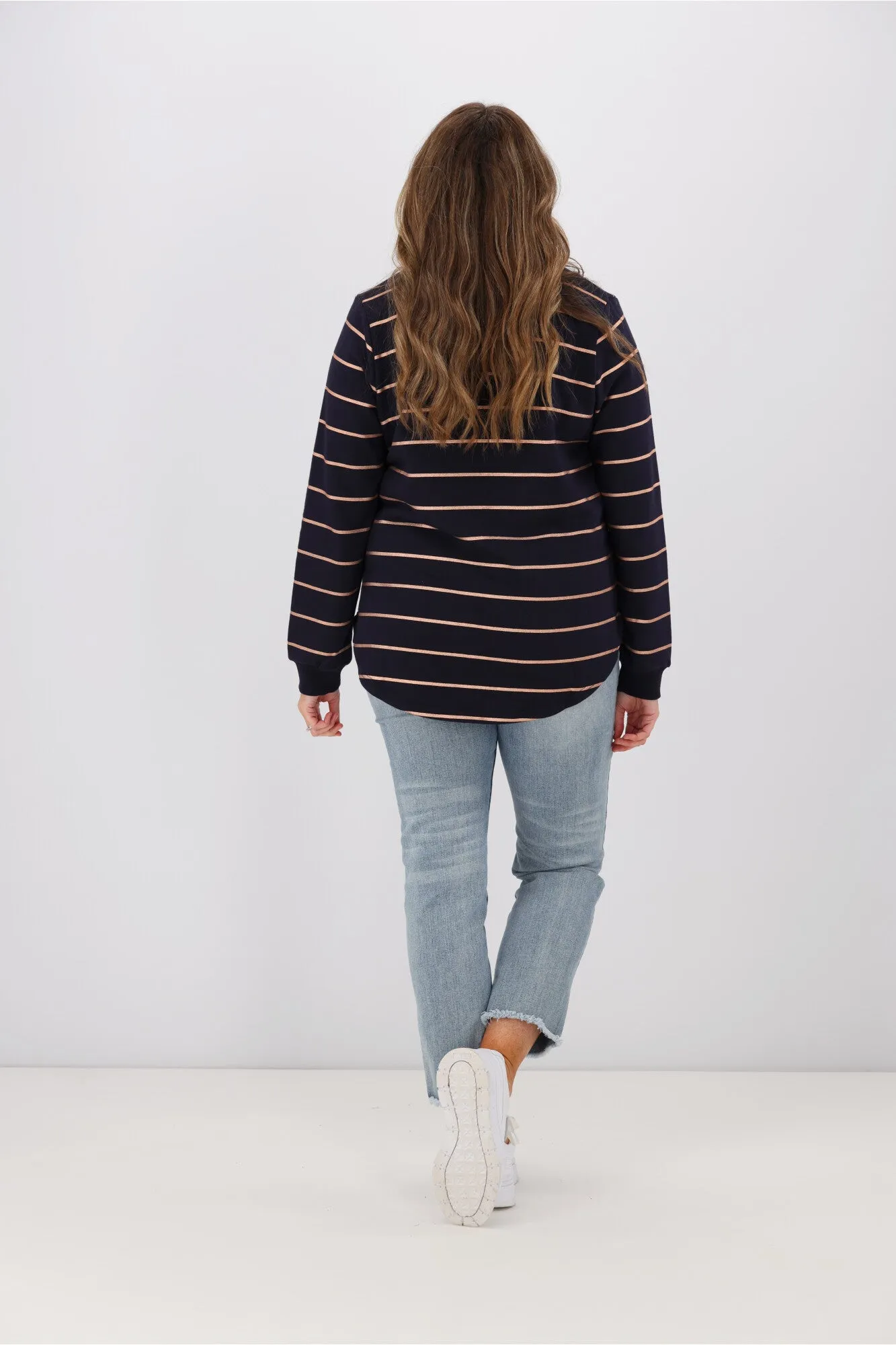 Little White Lie Betty Copper Stripe Crew Navy