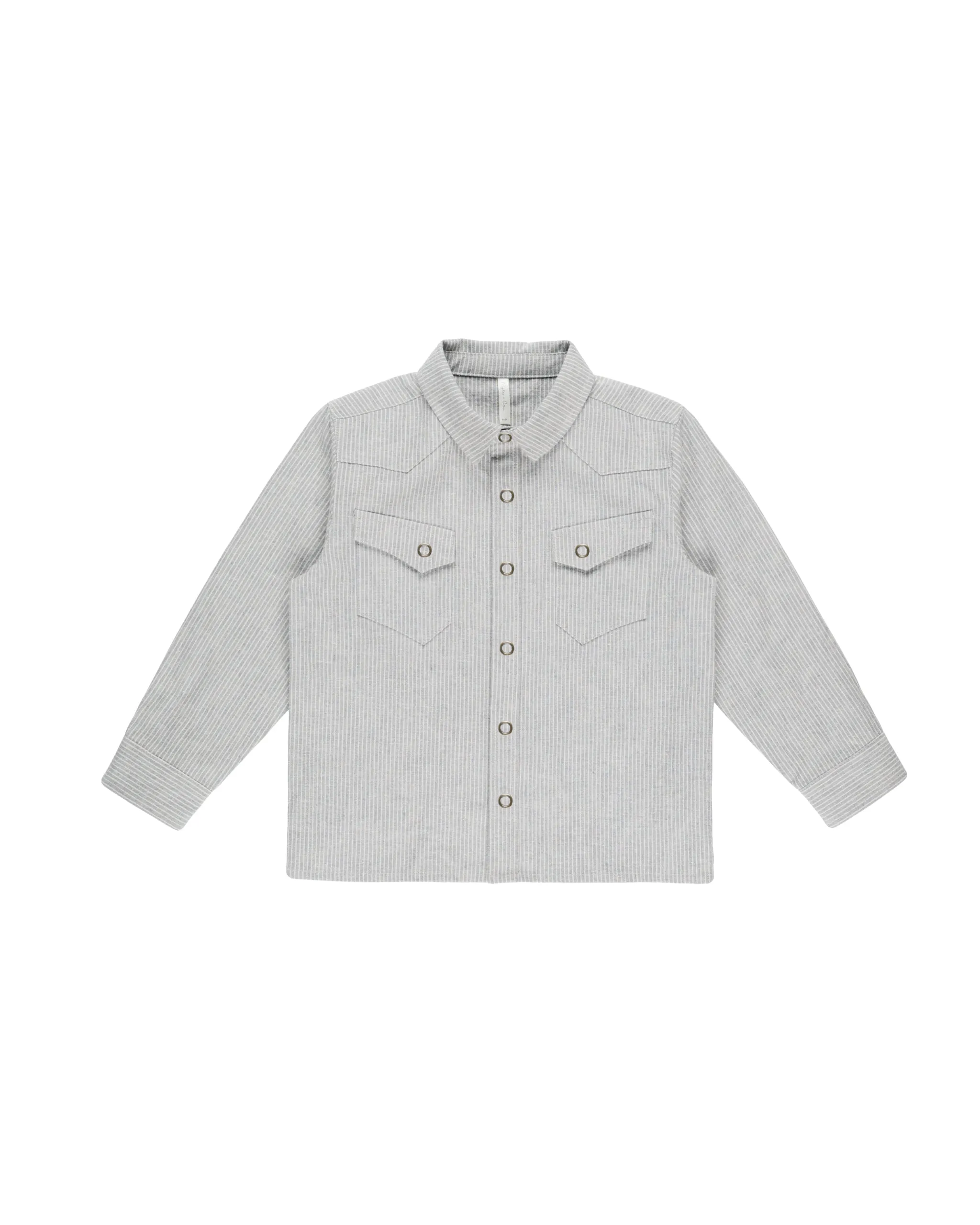 Long Sleeve Western Shirt || Blue Micro Stripe