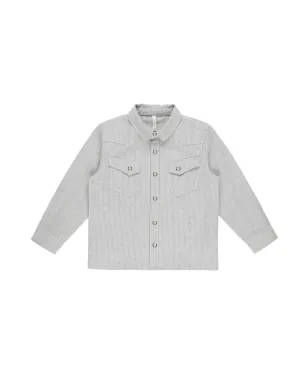 Long Sleeve Western Shirt || Blue Micro Stripe