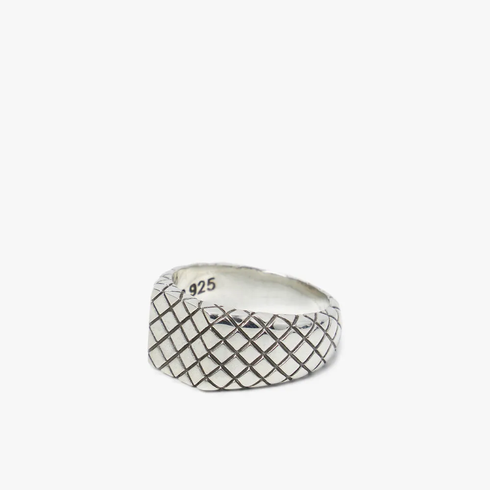 MAPLE Quilted Signet Ring / Silver .925