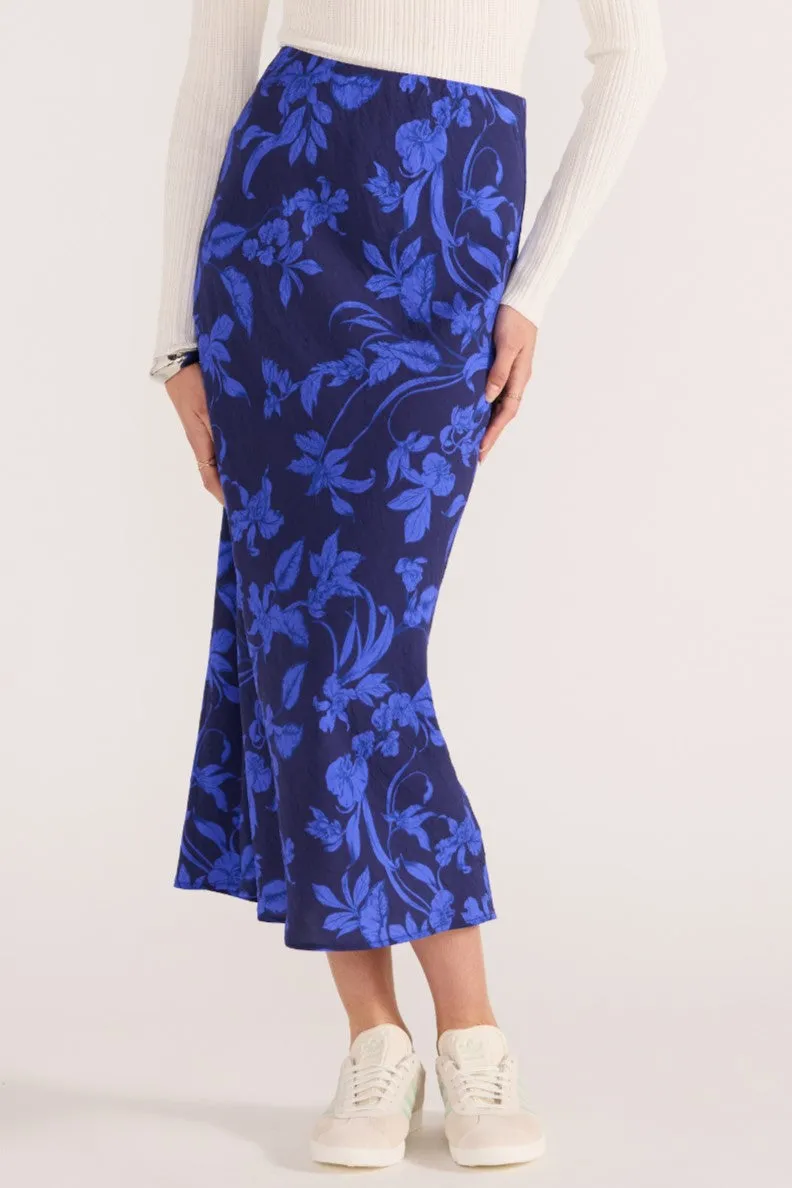 Minkpink Gianna Bias Midi Skirt Blue Floral