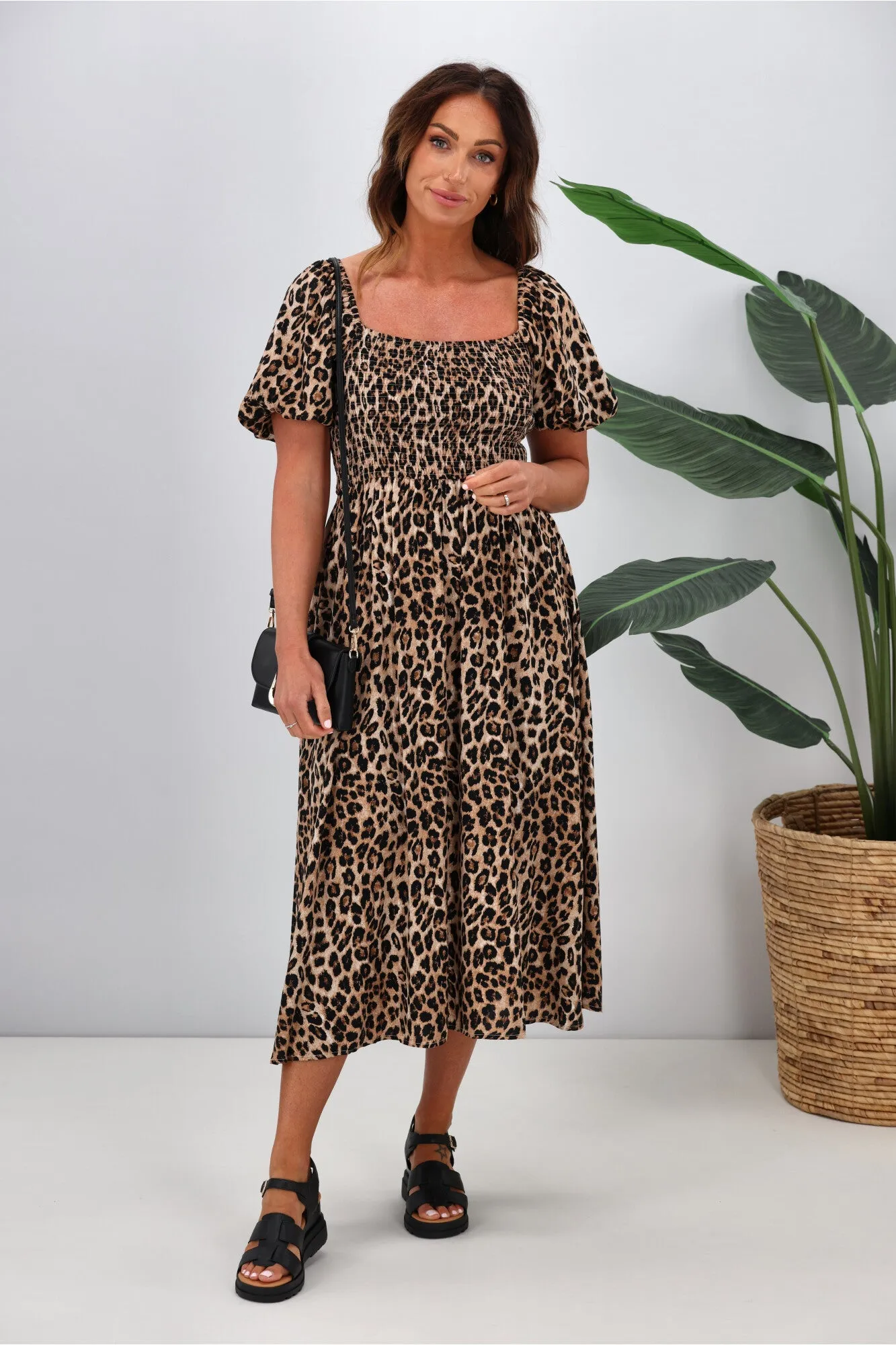 Miss Marlow Kara S/S Shirred Dress Animal