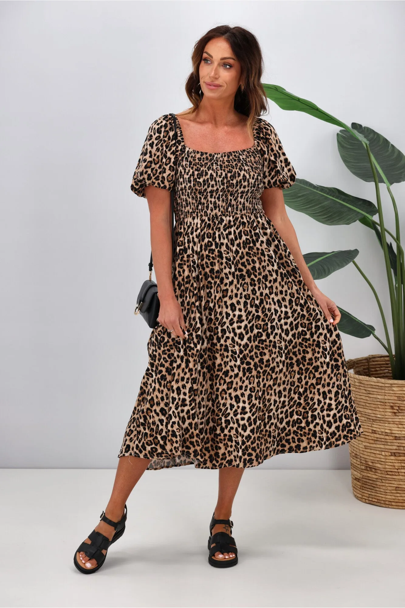 Miss Marlow Kara S/S Shirred Dress Animal