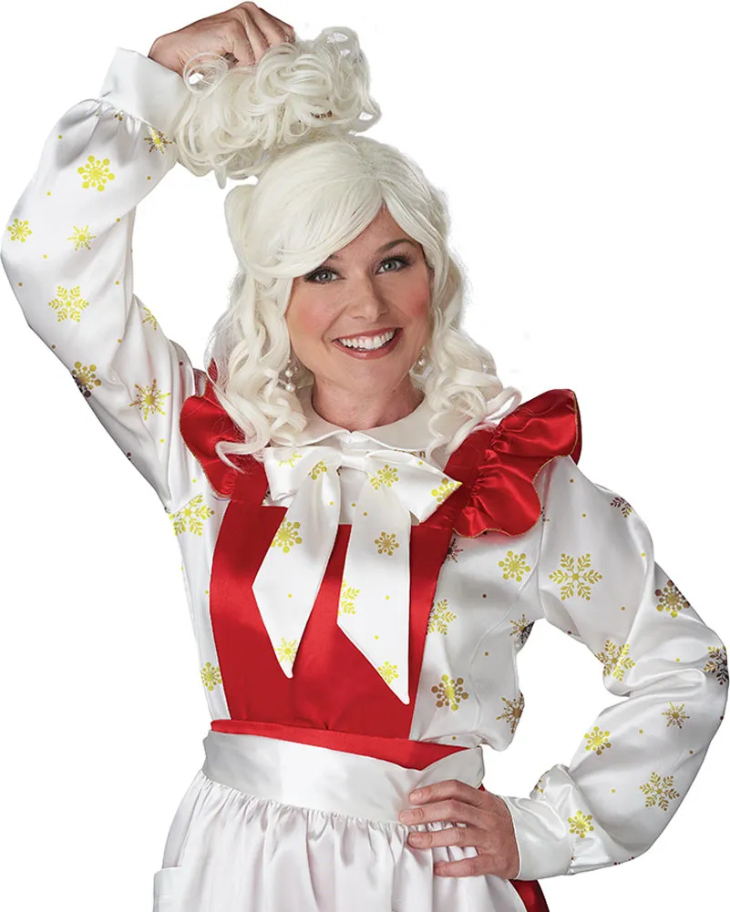 Mrs Claus Cream White Wig and Bun Clip