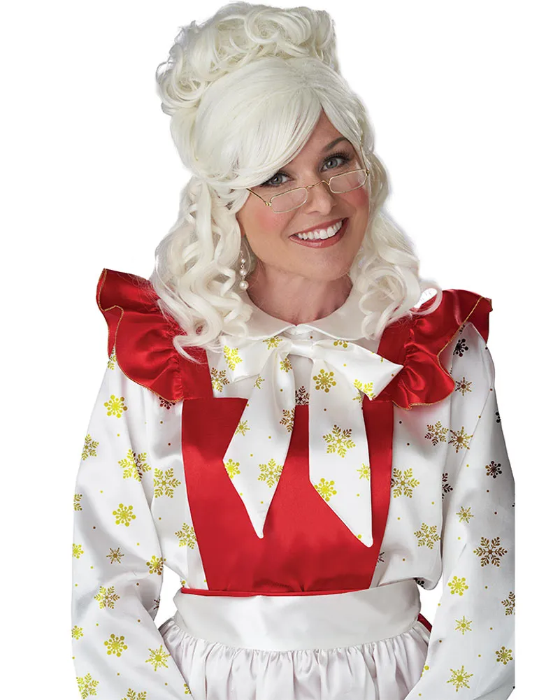Mrs Claus Cream White Wig and Bun Clip