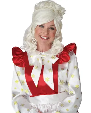 Mrs Claus Cream White Wig and Bun Clip