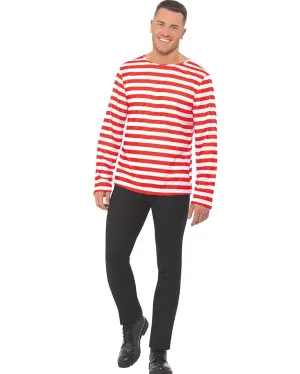Multi Character Red and White Striped Plus Size Shirt