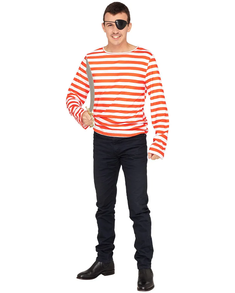 Multi Character Red and White Striped Plus Size Shirt