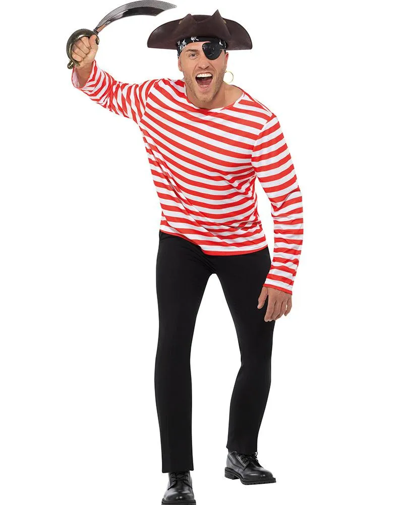 Multi Character Red and White Striped Plus Size Shirt