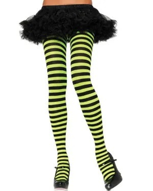 Neon Black and Yellow Striped Tights