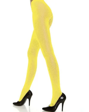 Neon Yellow Fishnet Stockings