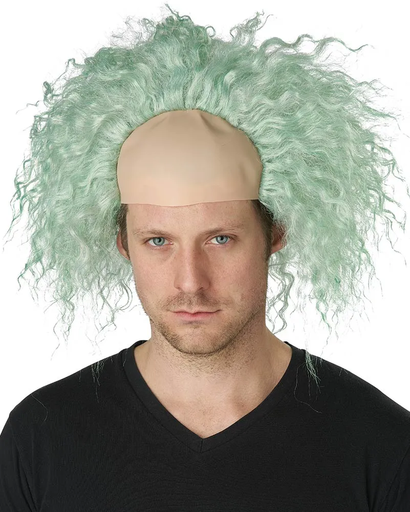 Obnoxious Ghost Bald Cap Curly Green Wig