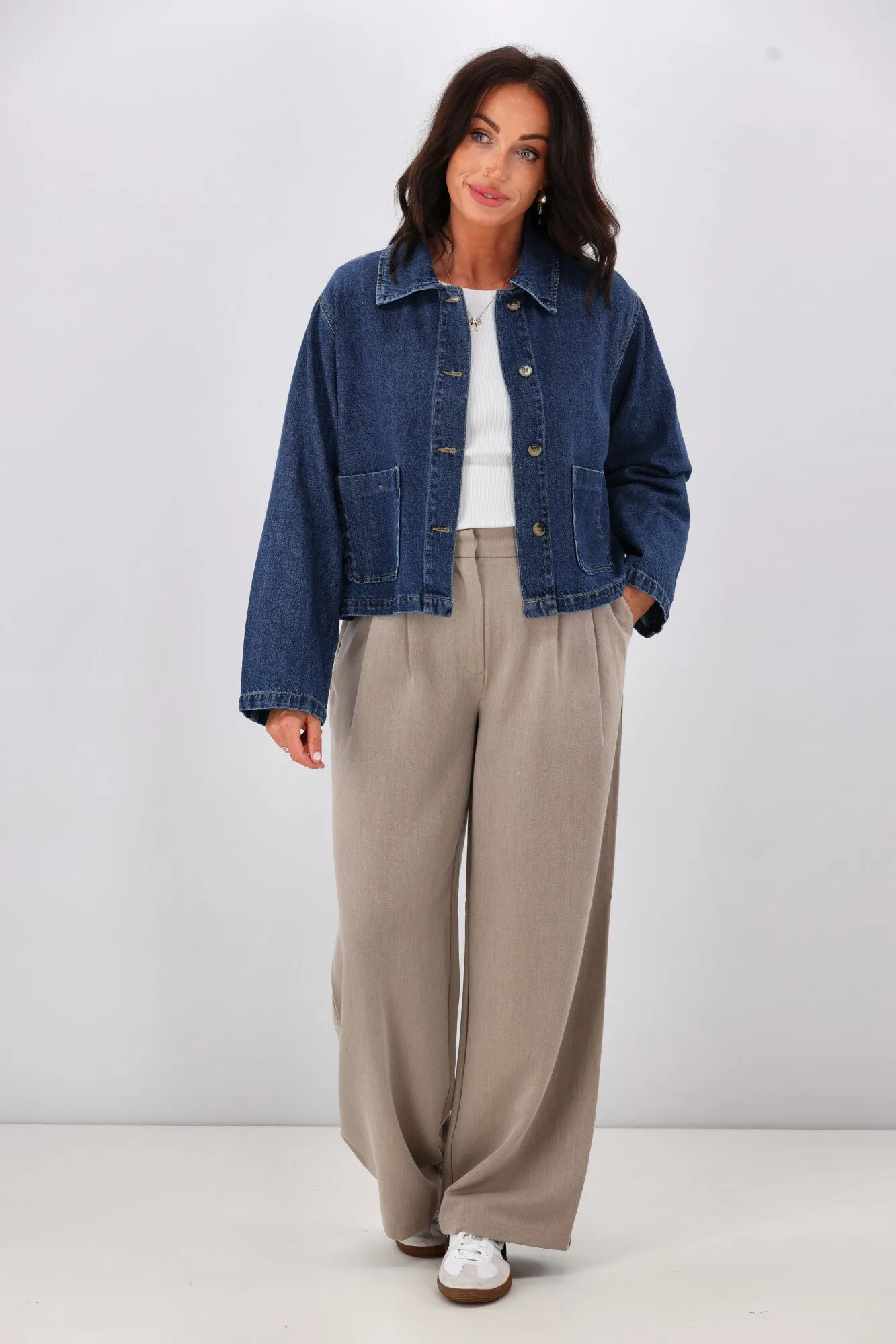 ONLY Lerin Pocket Denim Jacket Dark Blue
