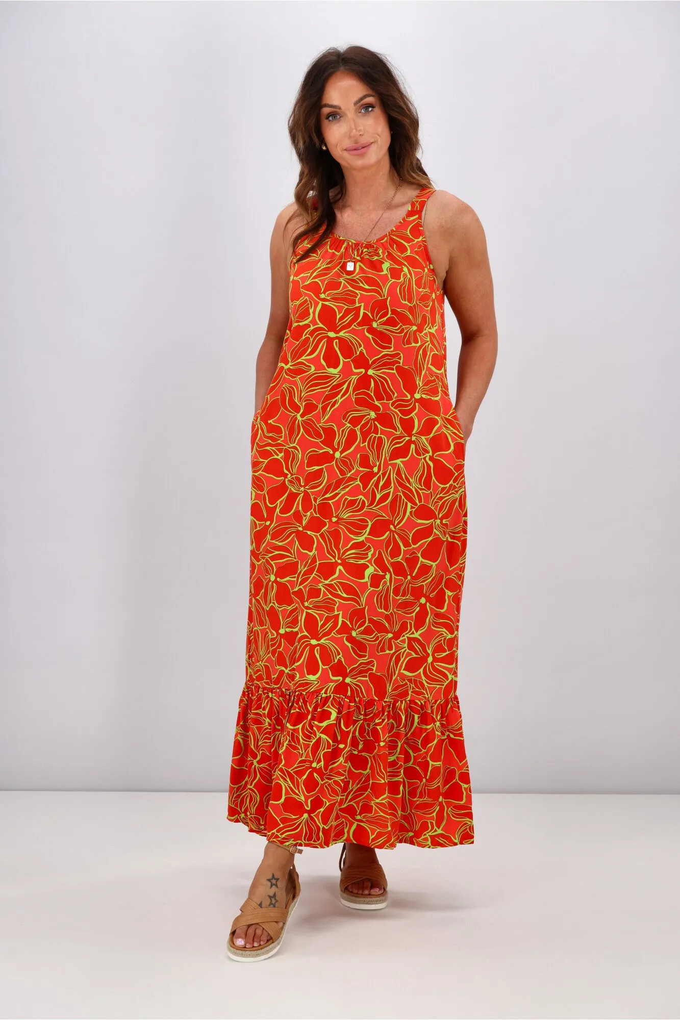 ONLY Onlalma Life Vis Noemi Dress Hot Coral