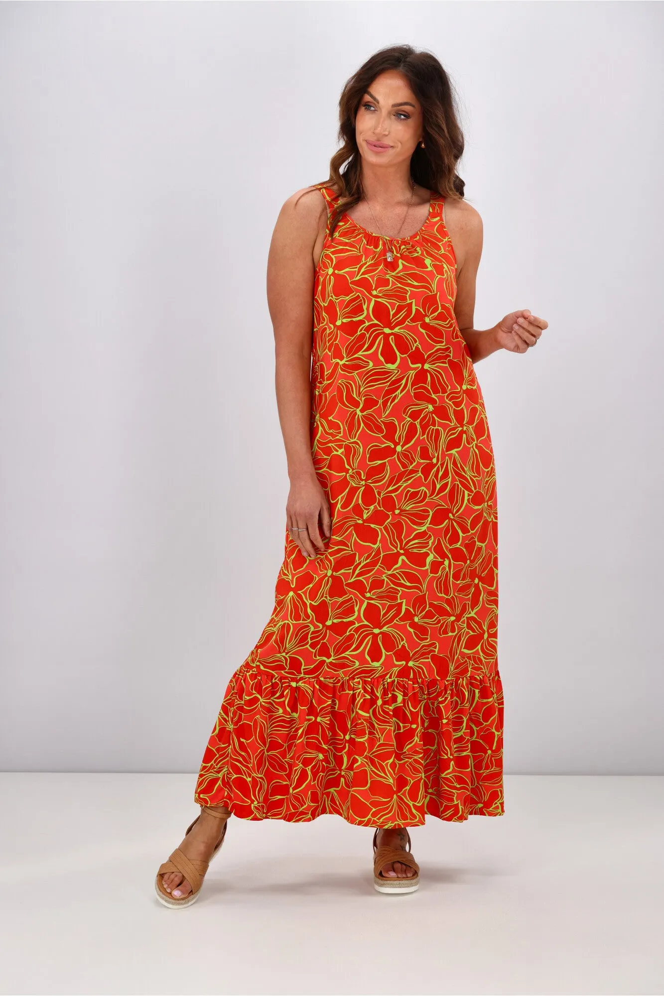 ONLY Onlalma Life Vis Noemi Dress Hot Coral