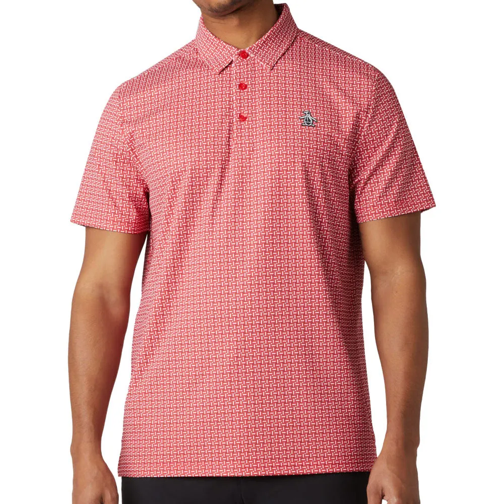 Original Penguin All Over Micro Pinball Flipper Polo Shirt - Poinsettia
