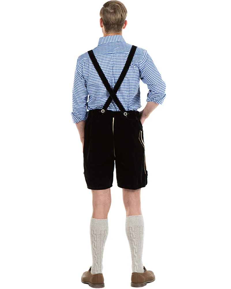 Oskar Deluxe Black Lederhosen Mens Costume