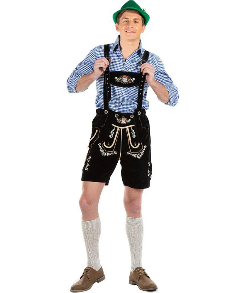 Oskar Deluxe Black Lederhosen Mens Costume