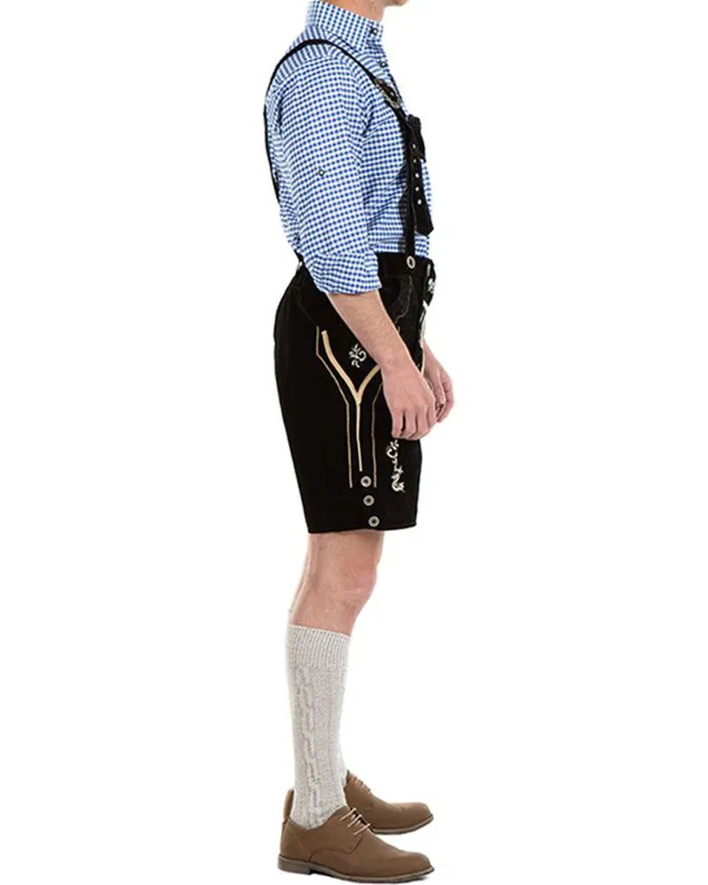 Oskar Deluxe Black Lederhosen Mens Costume