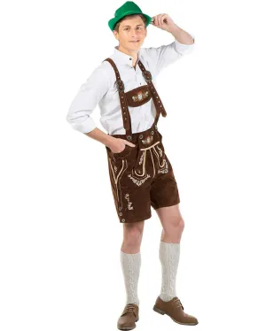 Oskar Deluxe Brown Lederhosen Plus Size Mens Costume