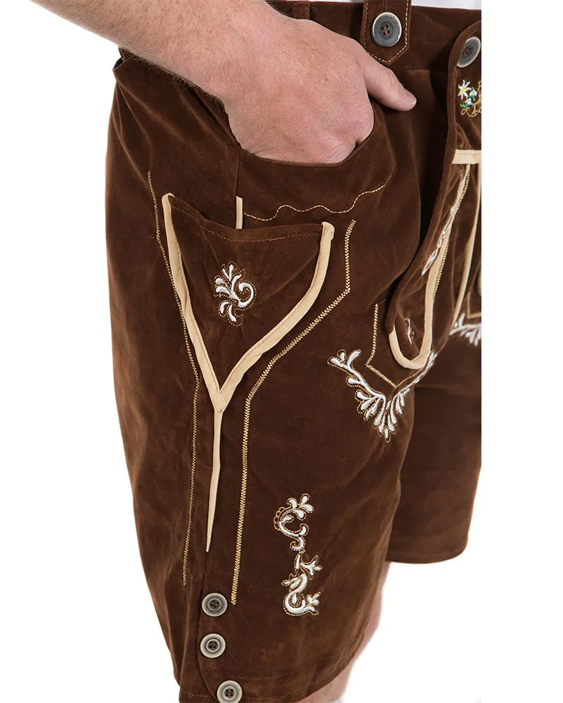 Oskar Deluxe Brown Lederhosen Plus Size Mens Costume