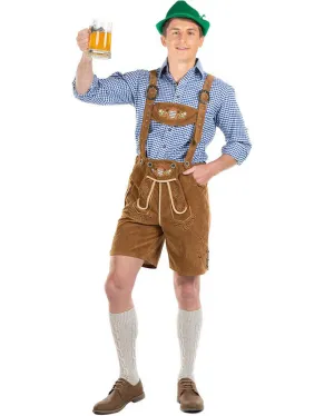 Oskar Deluxe Tan Lederhosen Plus Size Mens Costume