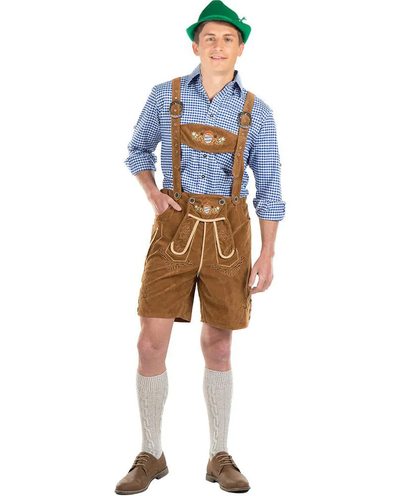 Oskar Deluxe Tan Lederhosen Plus Size Mens Costume