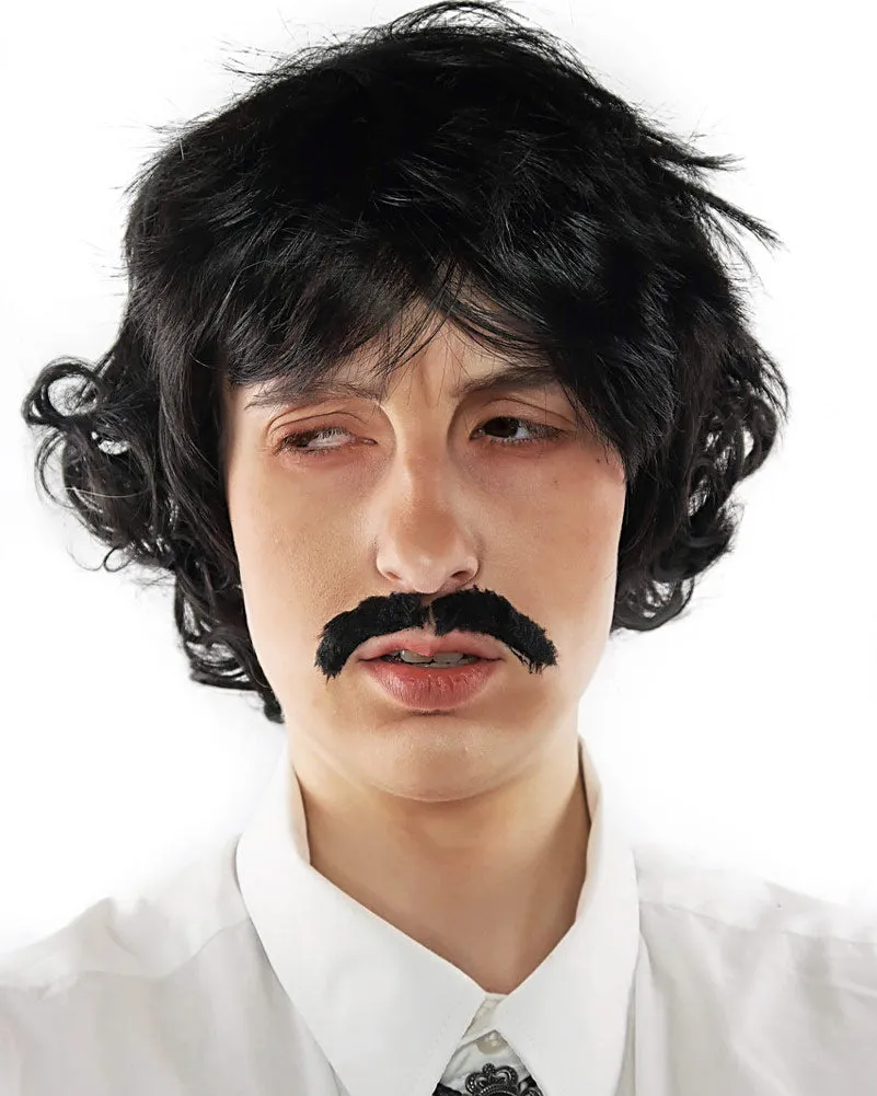 Pedro Short Black Wig and Moustache Set
