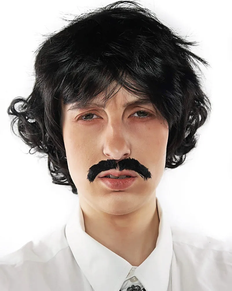 Pedro Short Black Wig and Moustache Set