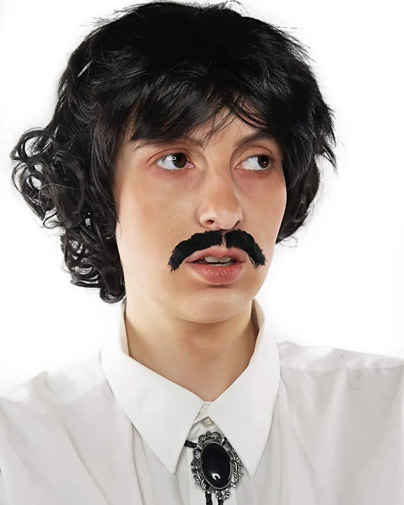 Pedro Short Black Wig and Moustache Set