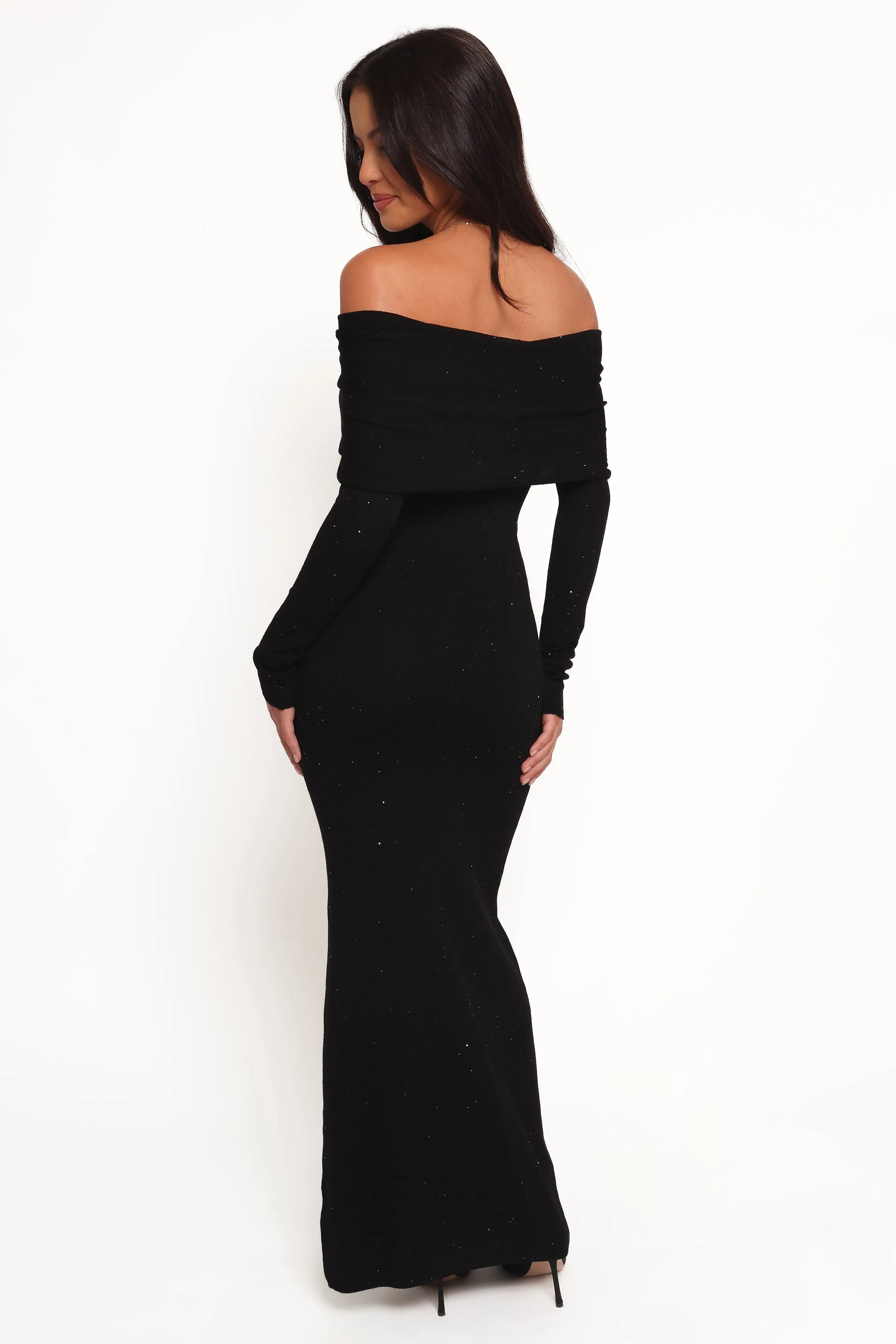 Pennie Maxi Dress - Black Sequin Knit