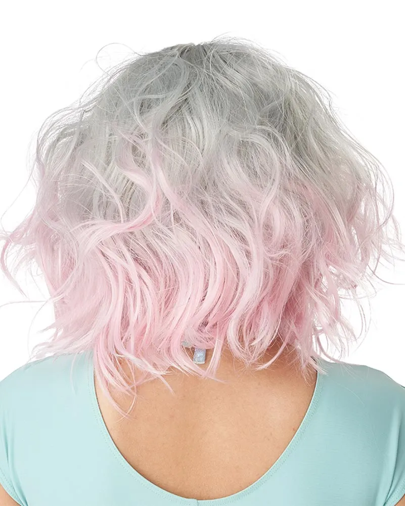 Pink and Grey Wavy Bob Wig