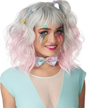 Pink and Grey Wavy Bob Wig