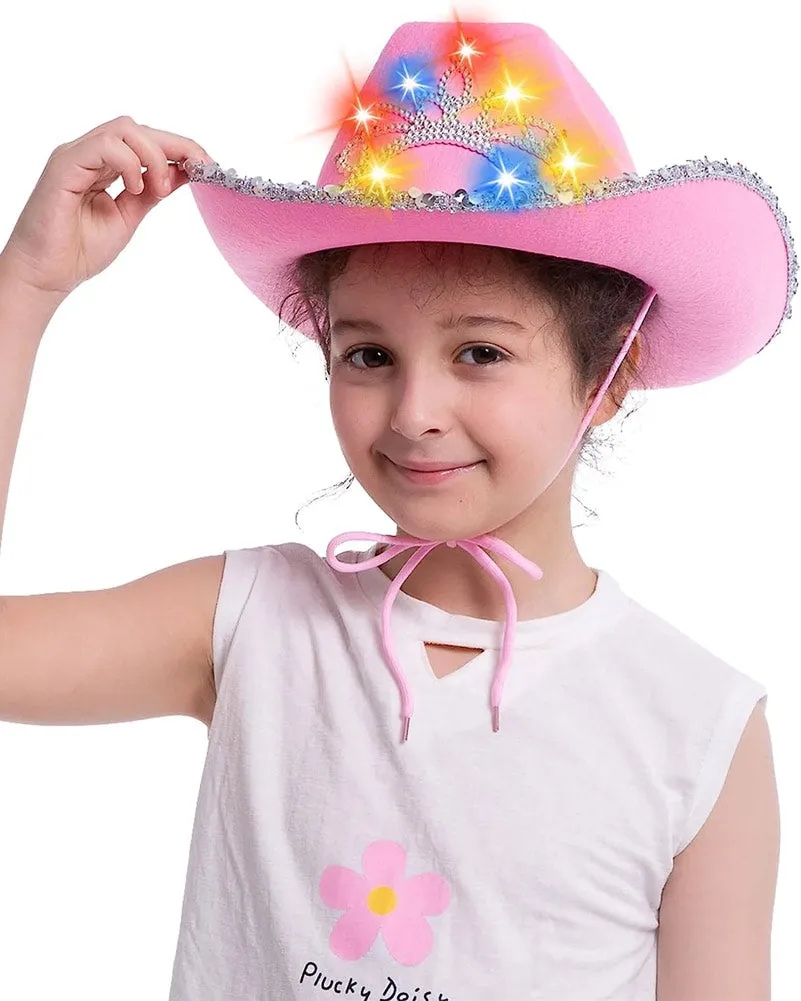Pink Sparkly Cowboy Light Up Hat