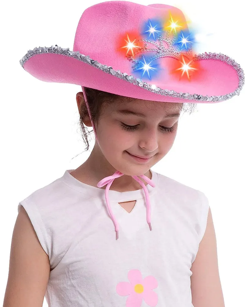 Pink Sparkly Cowboy Light Up Hat