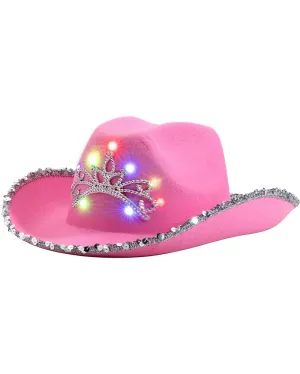 Pink Sparkly Cowboy Light Up Hat