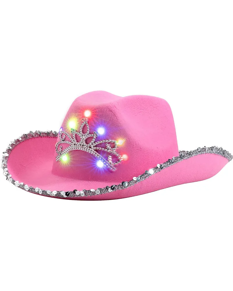 Pink Sparkly Cowboy Light Up Hat