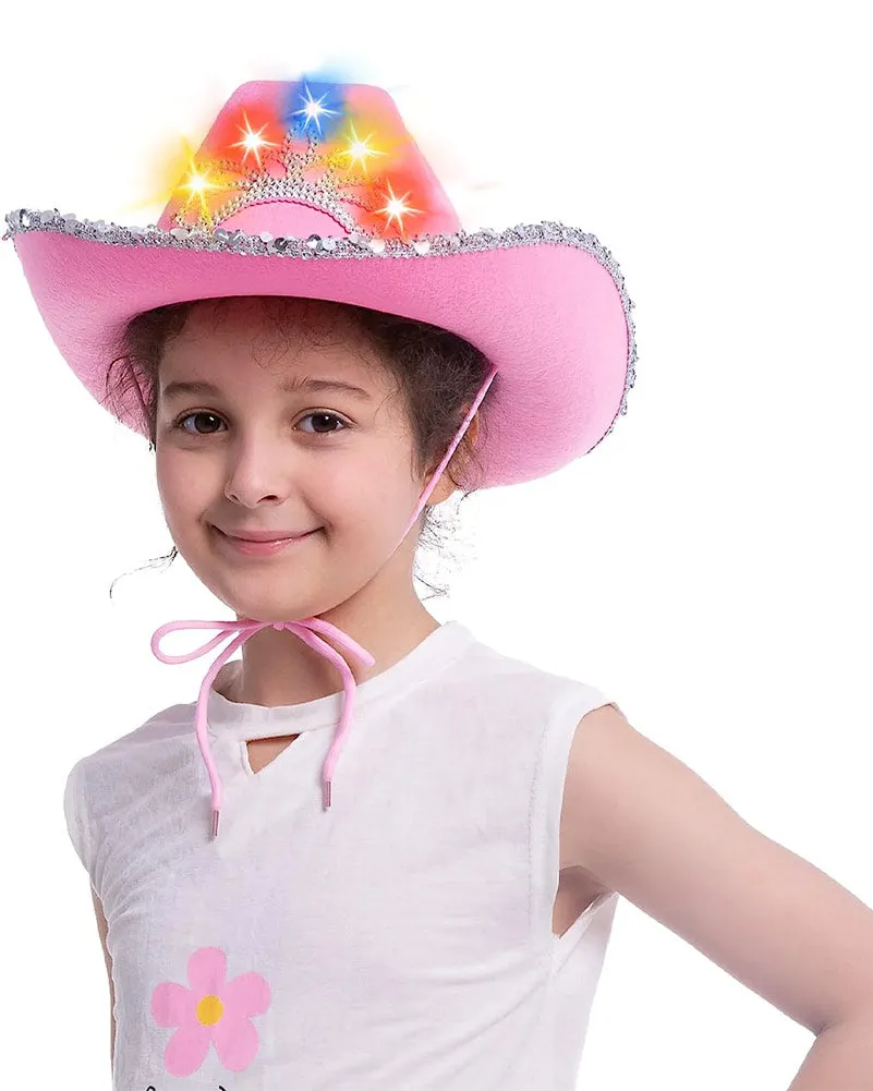 Pink Sparkly Cowboy Light Up Hat